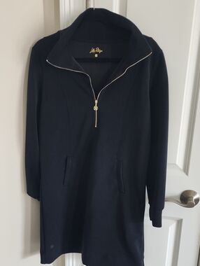 Lilly Pulitzer Noir Long-Sleeve Eleni Half-Zip Dress Size SMALL